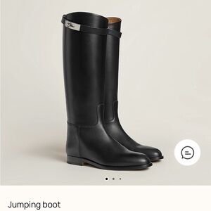 Hermes Black Tall Leather Buckle Riding Boots